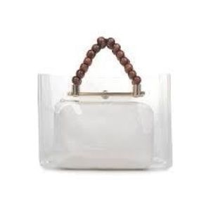 CLEAR BAG WITH WOODEN HANDLE